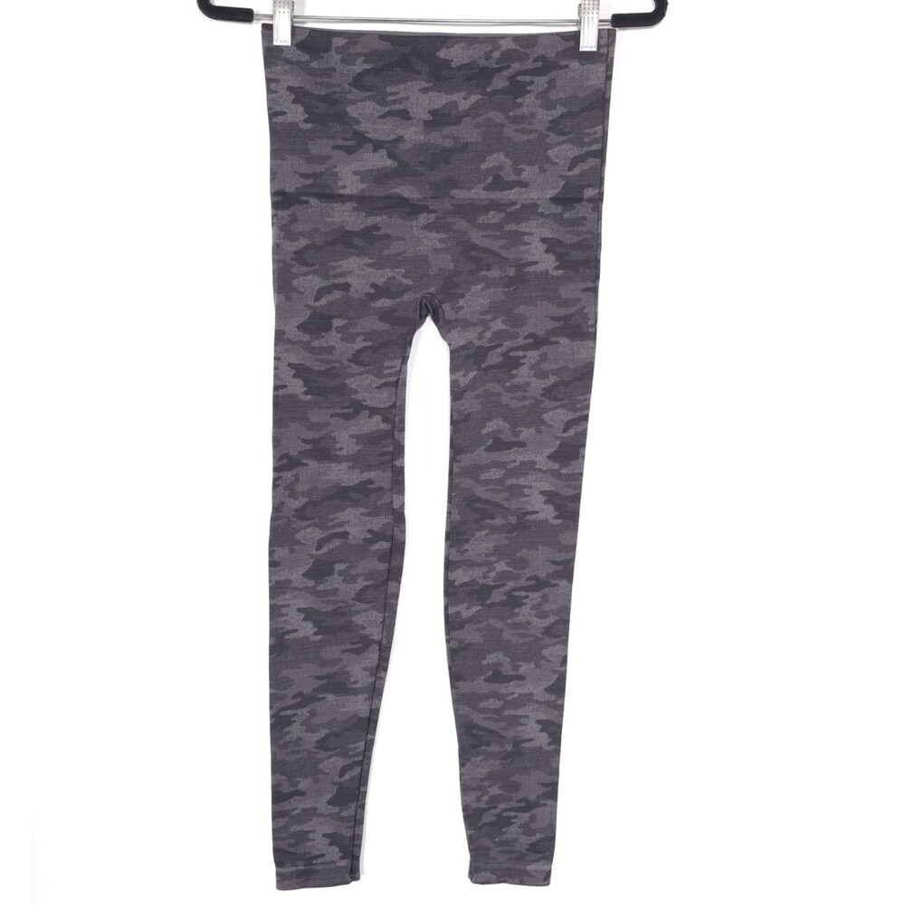 SPANX‎ Women’s NWOT Slim Leggings LARGE Gray Athletic Camo High Rise FL3515
